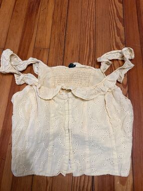 wild fable Yellow Eyelet Smocked Crop Top
